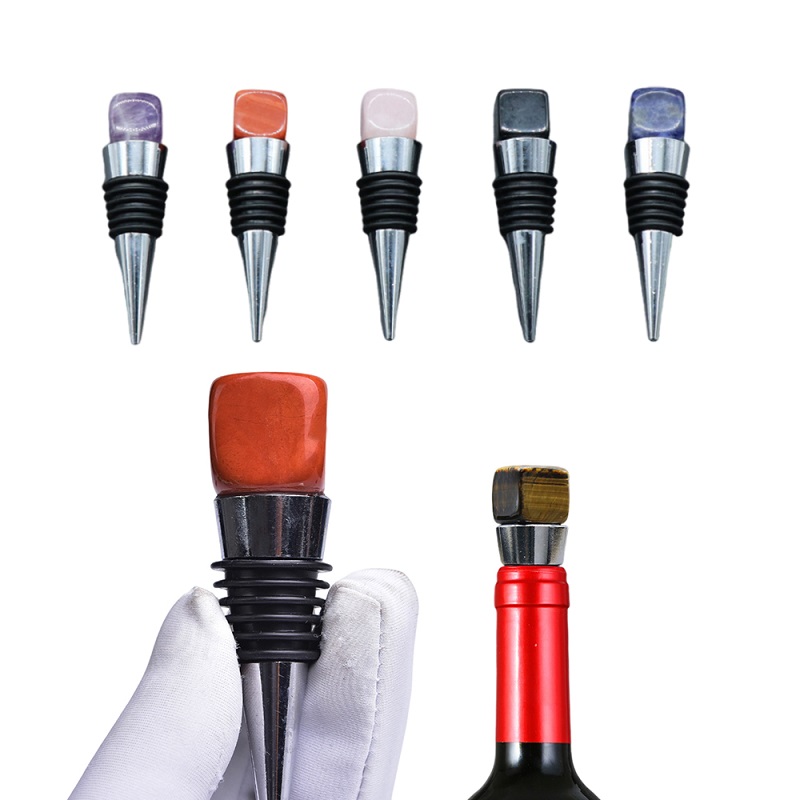 Cubed Crystal Wine Stopper Natural Gemstone