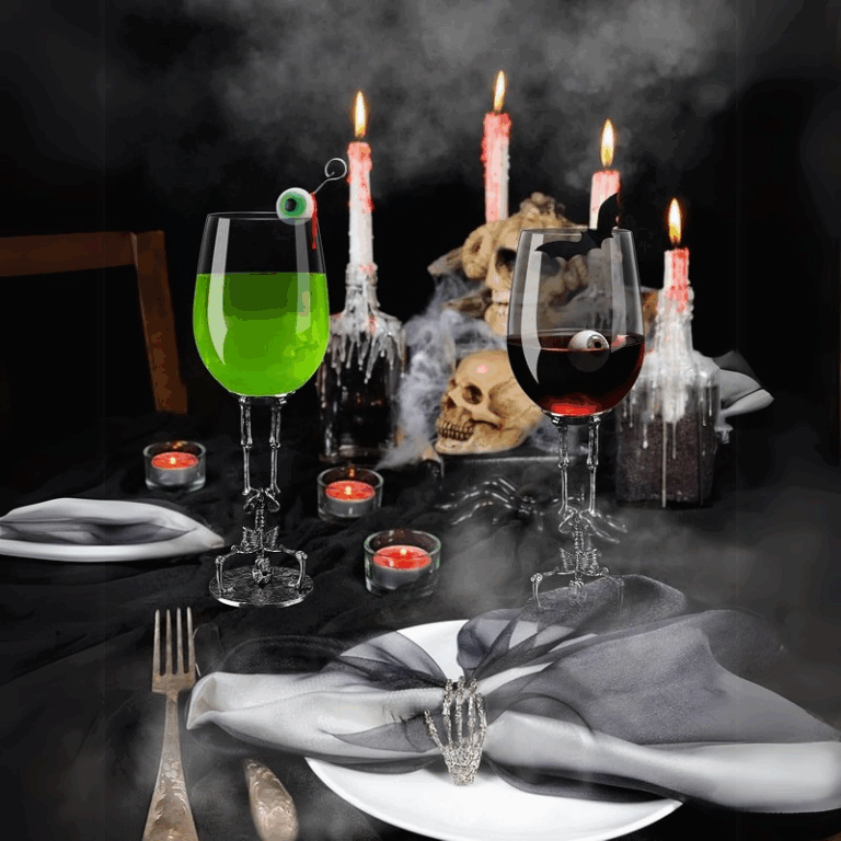 Halloween Skull Hand Wine Glasses
