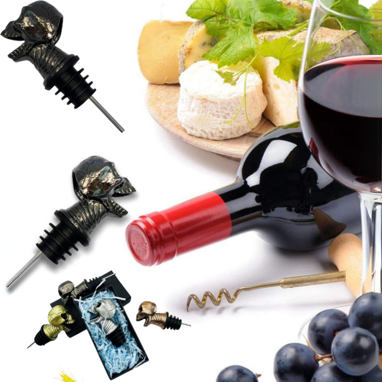 skull meatl wine pourer